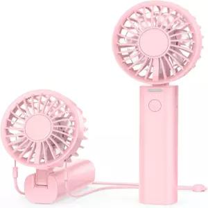 샴 휴대용 선풍기 2000mAh 충전식 4단 속도 135° 듀얼 터보 기류 여행 야외 해변 오키드 핑크용 접이식