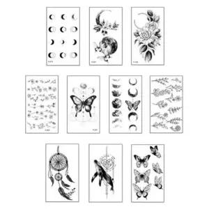 트렌드 스티커 달 꽃 10종세트 F25V 문신 고래 인기 미니 나비 흑백 헤나 패션 타투
