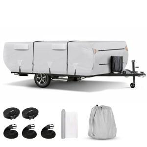 키스트르바 헤비 듀티 420D 옥스포드 8-10피트 팝업 캠핑카 트레일러 커버, 상단 텐트와 에어 벤트가 있는