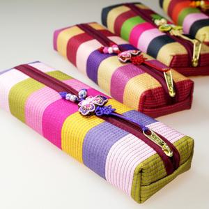 천필통 지퍼 파우치 봉제 필통 케이스 우리나라 인사동 한국 전통 기념품 초등 학생 외국인 친구 선물 용품