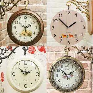 인테리어 무소음 양면 벽시계 예쁜 거실 사무실 카페 엔틱 빈티지 클래식 우드 입체 디자인 벽장식 홈데코장식품 부엉이 해바라기 풍수지리 센스있는 집들이 결혼 신혼 입주이사 개업식선물