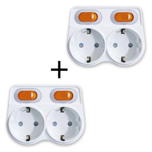 국산 2구 L자 개별 스위치 멀티탭2개/절전 콘센트