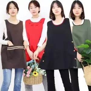 두줄원피스 앞치마 꽃잎 포켓 원피스형 주방 업소용 식당 카페 어린이집 예쁜앞치마
