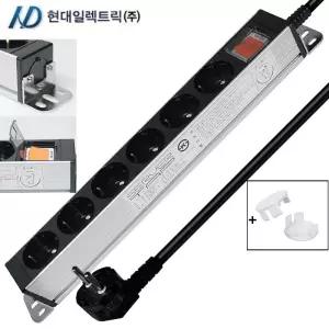 현대일렉트릭 알루미늄 멀티탭 서버탭 랙용 산업용 블랙 멀티탭 콘센트 6구 8구 10구 12구 14구