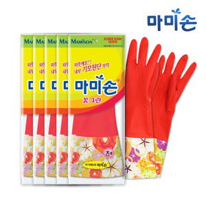마미손 고무장갑 기모(대형) x5개/라텍스/위생장갑/김장