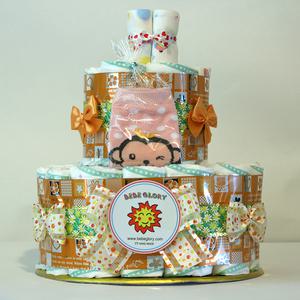 기저귀케이크2단 쥬시베베 여아용 1단계 신생아용