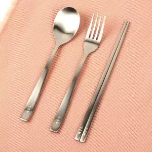 [정담유기] 이니셜각인 어린이 유아동 방짜유기수저 (수저+포크+젓가락) 3종 선물세트 (쇼핑백 미포함)