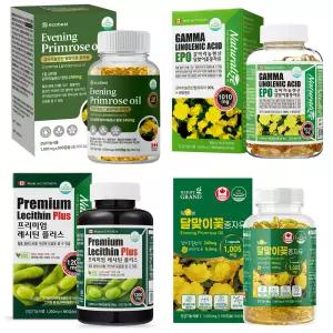 감마리놀렌산 달맞이꽃종자유 1001mg 300캡슐 2통 10개월분 달맞이꽃오일 외 3종 프리미엄 대두 레시틴 플러스 인지질 rTG 알티지 오메가3 올리브오일 캡슐 햄프씨드 대마종자유 플랙시드
