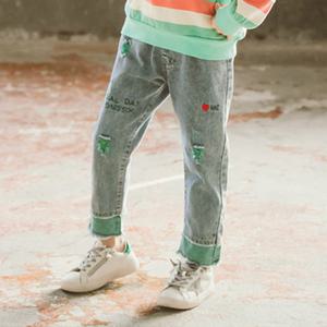 그린헤짐데님팬츠 주니어 어린이 캐주얼 상하 세트남아 여아 아이 주니어청데님바지 170호 면바지