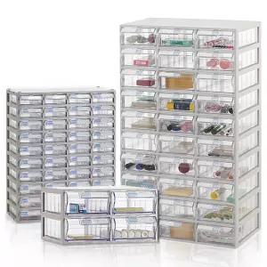 [국산 완제품] 모아이샵 다용도 투명수납함 4칸~40칸 장난감정리함 서랍장 레고 책상정리 수납박스 사무용품정리