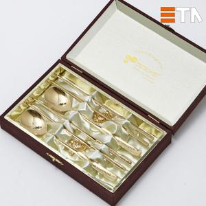 산수화 금수저 수저세트 2벌 비단 금거북