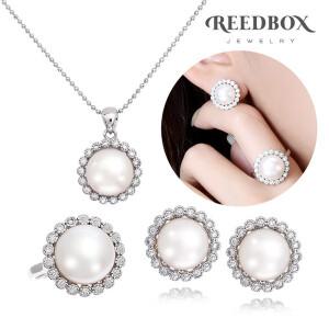 [리드박스][선물포장] 혼주 웨딩 블루밍 담수진주 세트 귀걸이 목걸이 반지