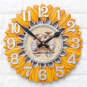 돈들어오는 해바라기부엉이-대형 무소음 벽시계 안방 침실 거실 주방 현관 사무실 카페 식당 매장 가게오픈 풍수지리 벽장식 홈데코 장식품 센스있는 집들이 결혼 신혼 입주이사 개업식선물