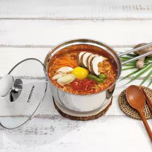 텀스 편수냄비 18cm/3중바닥/인덕션 겸용/강화유리뚜껑/스테인레스소재