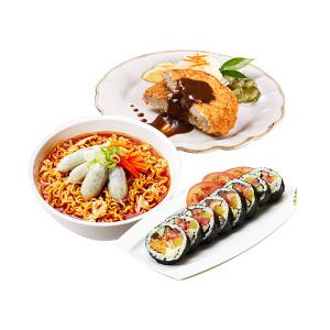 (토마토김밥) 토마토김밥+만두라면+통등심돈까스