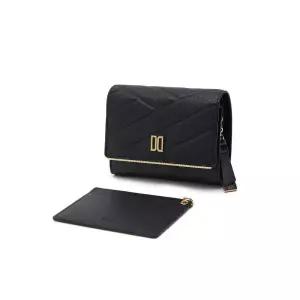 [롯데백화점]닥스 액세서리 [선물포장/쇼핑백동봉]블랙 가죽 DD로고 골드바 장식 반지갑 DCWA2E414BK