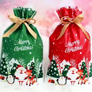 크리스마스 선물포장주머니(대형) 23*32cm/산타상자/포장지/리본끈 선물봉투