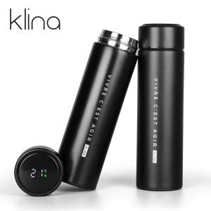 (1개+1개)클리나 보온보냉 스탠 온도표시 텀블러 500ml 블랙