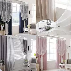 일루션 암막커튼2장+레이스커튼2장/긴창4장세트