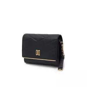 [롯데백화점]닥스 액세서리 [선물포장/쇼핑백동봉]블랙 가죽 DD로고 골드바 장식 반지갑 DCWA2E414BK