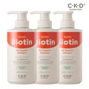 [대용량X3]CKD 아미노비오틴 올파워풀 샴푸 750ml 3개 세트/탈모 증상 완화 기능성 + 두피 볼륨감