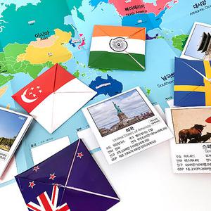 [문구티쳐] NEW 세계 여러나라 만국기 딱지 (빨강,파랑딱지 서비스)