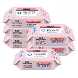 리꼬 유아용품 세정제균티슈 휴대 20매 x6팩 장난감 휴대 아기
