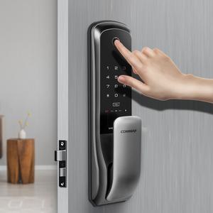 코맥스 CDL-615P 지문인식 무타공 푸시풀도어락 현관문 디지털 현관도어락 번호키 손잡이 전자키