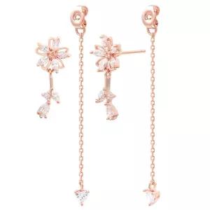 14K 골드필드 핀 이어링 플로라 투웨이 롱 드롭 일자침 귀걸이