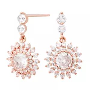 14K 골드필드 핀 이어링 썬드롭 플라워 태양 포인트 일자침 귀걸이