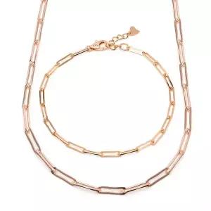 [비앤비골드] 14K/18K 심플 레이어드 1mm 클립체인 주얼리세트 (목걸이+팔찌) IRS29836