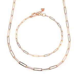 [비앤비골드] 14K/18K 심플 레이어드 0.7mm 클립체인 주얼리세트 (목걸이+팔찌) IRS29835