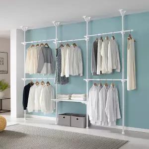 이지온 튼튼한 선반 드레스룸 행거 EO-406M 원목 옷걸이 옷장 고정식 대형 행거