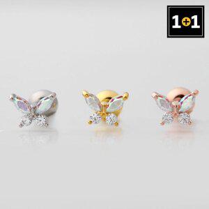 [메리그린][1+1] 써지컬 핀 큐빅 피어싱 나비의 꿈 3종 택1 한쪽판매