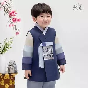 [보리보리/금동이한복]남파랑완색동 아동한복 남아한복