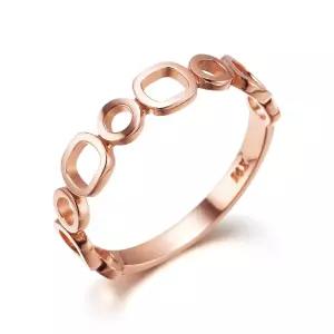 14K 반지 레이어드 링 스퀘어 라운드 패턴