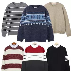 빅사이즈 남성 라운드 니트 남자옷 스웨터 봄 가을 겨울 이너티 니트티