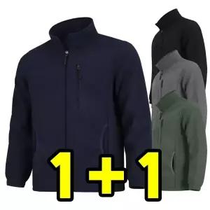 원플러스원 남성 플리스 후리스 집업 점퍼 겨울 작업복 방한 근무복 기모 자켓 작업용 상의 중년 빅사이즈