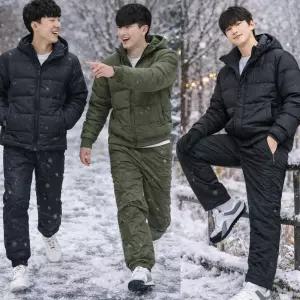 겨울 남성 방한 패딩 조거팬츠 밴딩 경량 솜바지 작업복 등산 골프 (M~2XL)