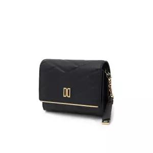 [롯데백화점]닥스 액세서리 [선물포장/쇼핑백동봉]블랙 가죽 DD로고 골드바 장식 반지갑 DCWA3E414