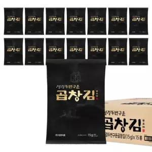 [성경김본사] 프리미엄 두번구운 곱창돌김 15g(5매) X 15봉-1box