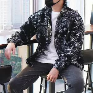 [우기브로]WSM 남자 빅사이즈 페이즐리 양털 집업 점퍼