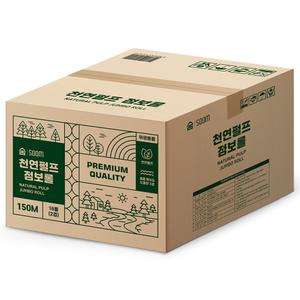 숨 100% 천연펄프 점보롤 150m 2겹 16롤 무형광 점보롤 화장지 대용량 업소용 두루마리 휴지
