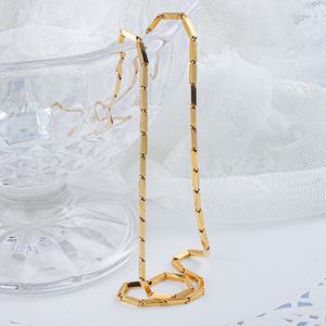 18K 대나무 체인 줄 남자 여자 금 목걸이 2D 레이어드 커플 선물