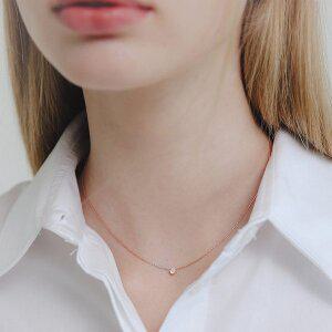 [제이로렌] 로즈골드 문스톤 원석 실버 목걸이 N01148