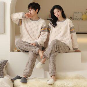 스타일아유 여성 겨울 극세사 커플 빅사이즈 파자마 수면잠옷 상하세트 SE1273