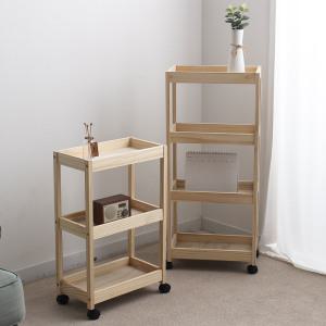 원목 이동식 트롤리 틈새 바퀴달린 선반 기저귀선반 트레이