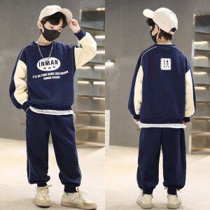 [삐삐네옷가게] 남아 주니어 라운드 블루 봄가을 맨투맨 트레이닝 상하복