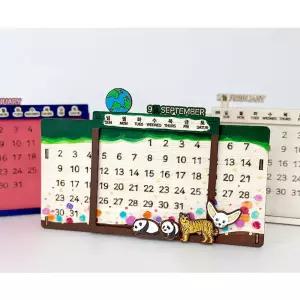 우드 만년 달력 만들기 멸종 위기 동물 탁상 캘린더 diy 키트 재료 미술 노인 어린이 돌봄 학교 방과후