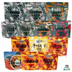 일빵빵 전투식량 대용량 소고기 제육 참치 라면밥 해물 짬뽕 김치 고추장 스프